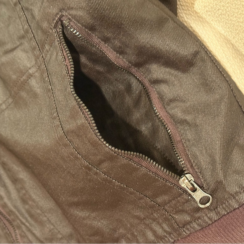 Twice 1210 Bomber Jacket Dark Cognac Waxed Finish Moto Style Size Large Pockets - Picture 12 of 16